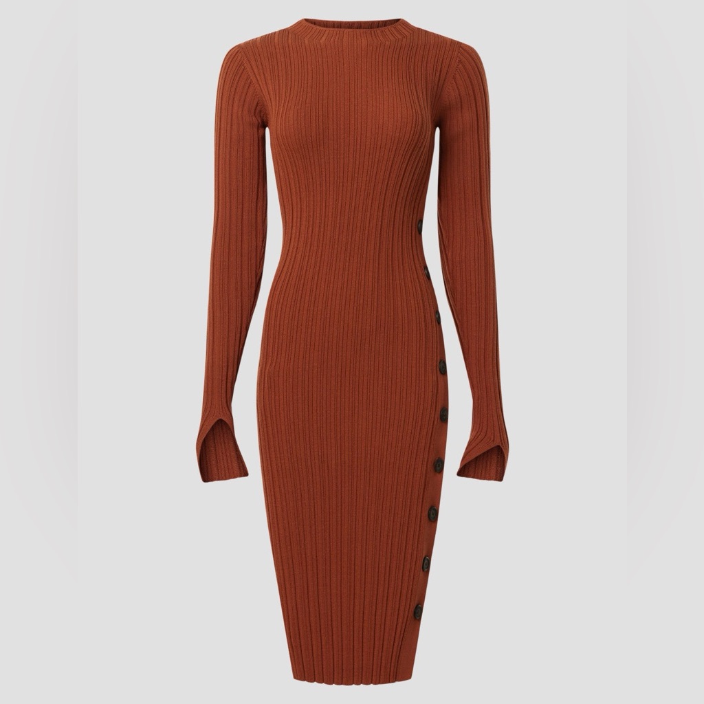 Adam Lippes X Rtr Side Button Midi Dress, Xs